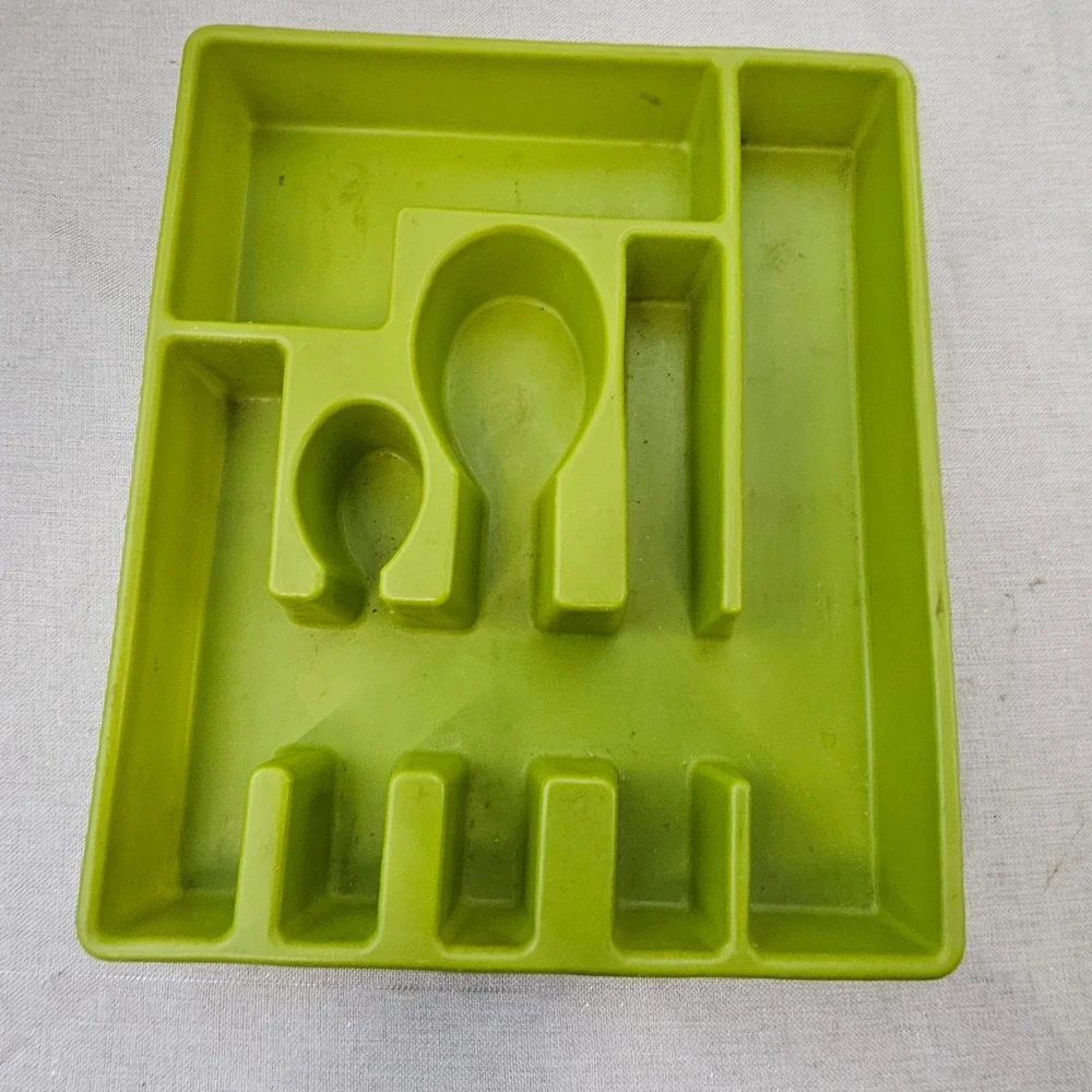 Cutlery Drawer Organizer Avocado Green Vintage Retro Plastic Tray 13.5